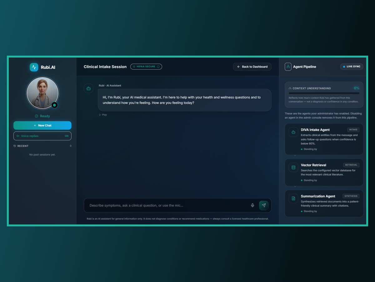 Rubi.AI — Multi-agent clinical intake & literature retrieval